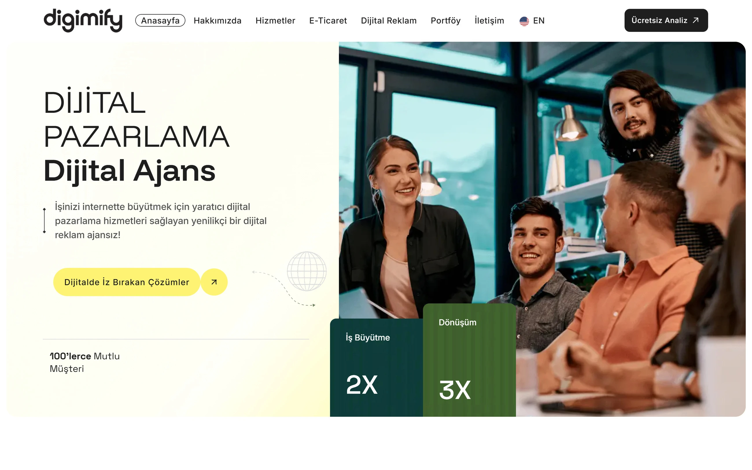 Digimify ana sayfası: Dijital Pazarlama Dijital Ajans