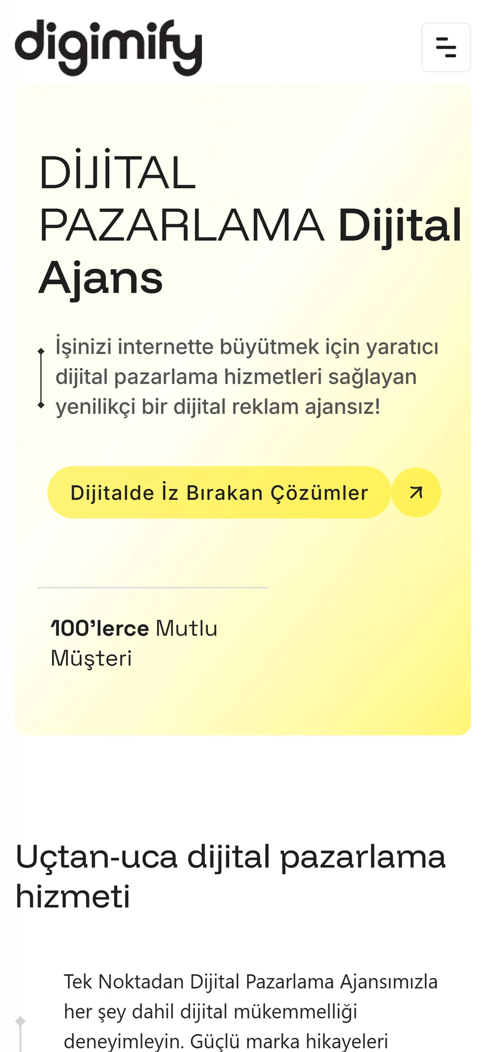 Digimify — mobil ana sayfa