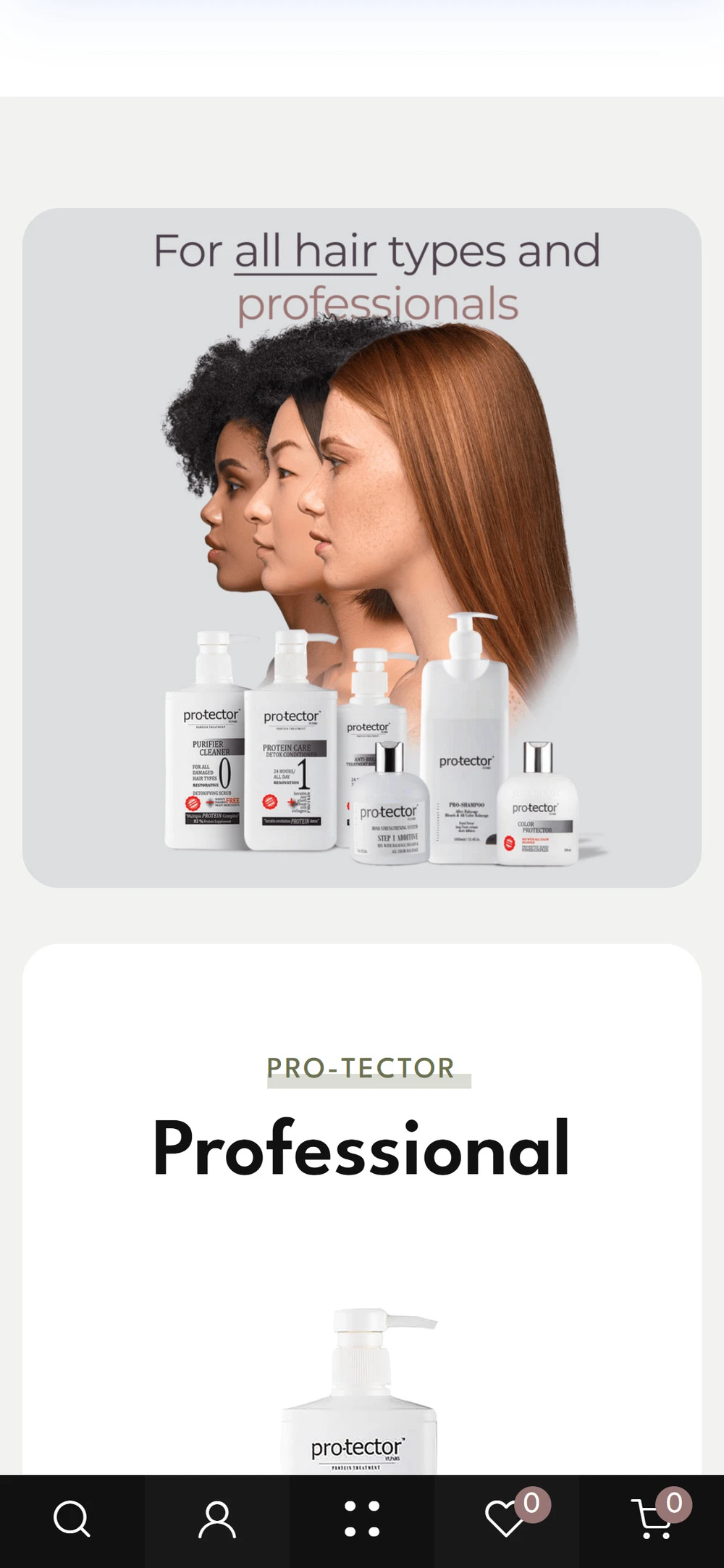 Pro-tector — mobil ürün vitrini