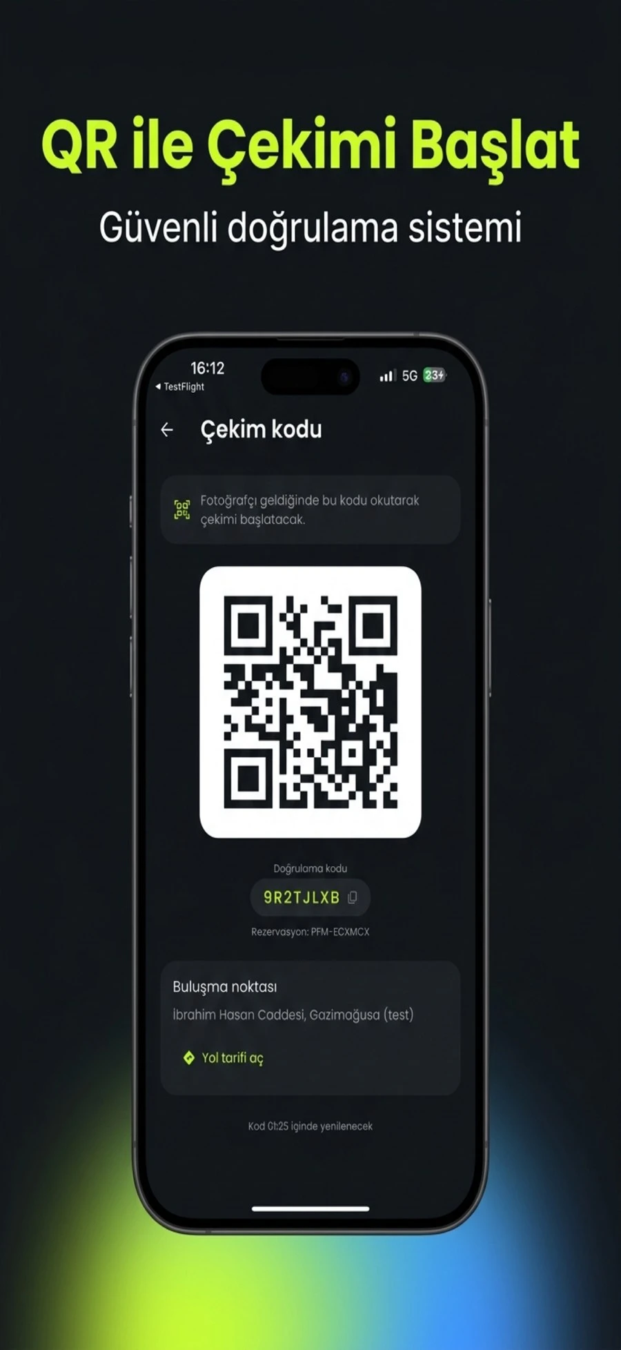 Post For Me — QR kod ile çekimi başlatma ekranı